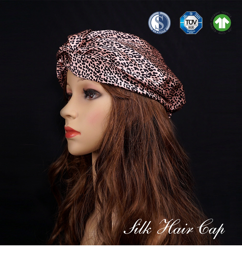 New Arrival Leopard Print Cross Luxury 100% 6A Silk Hair Cap