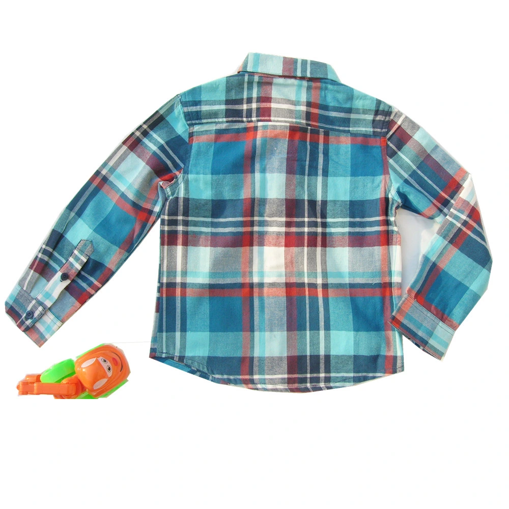 100% Cotton Plaid Yarn Dyed Kid&prime;s Woven Long Sleeve Shirts