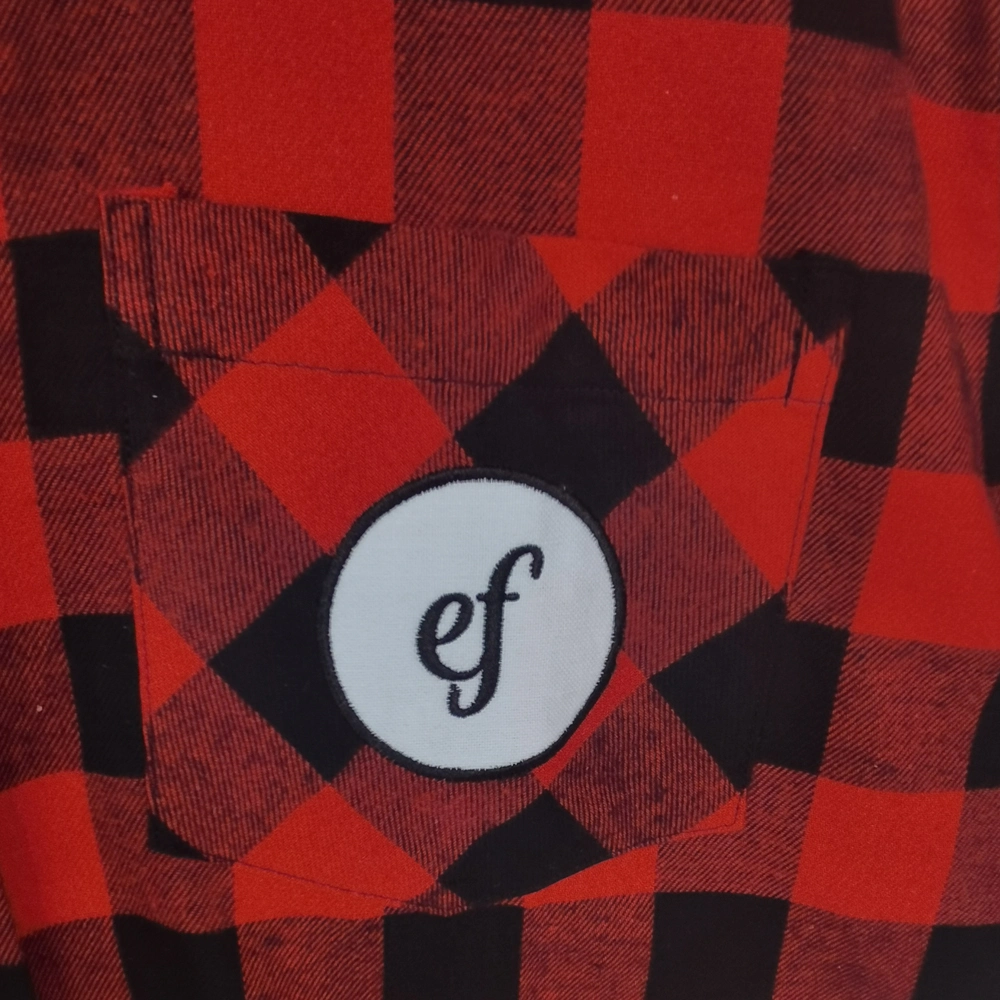 OEM Screen Printing 100% Cotton Casual Long Sleeve Embroidered Plaid Red Flannel Shirts for Men