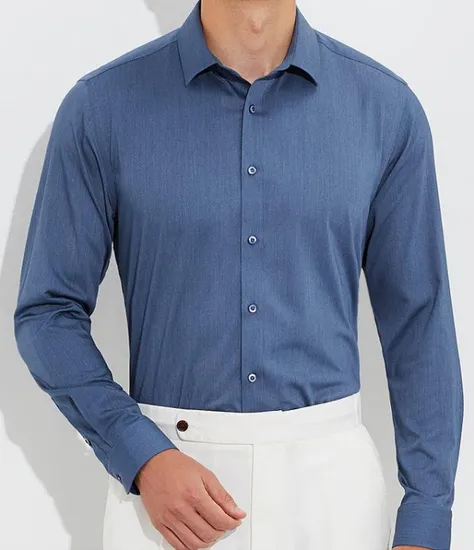 Wholesale Formal Apparel Custom Camisa Fashion Cotton Oxford Dress Button up Staff Printed Men Shirt Made in China