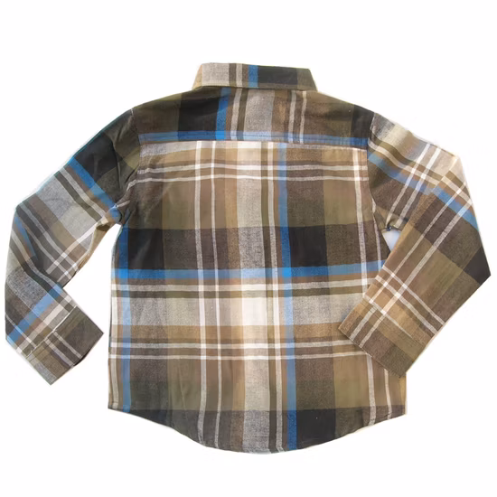 100% Cotton Plaid Yarn Dyed Kid′s Woven Long Sleeve Shirts