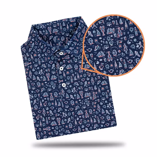 2023 Wholesale OEM Logo All Over Print Sublimated Fruit Pattern Button Down Mens Golf Polo T Shirt Custom Polo Shirt