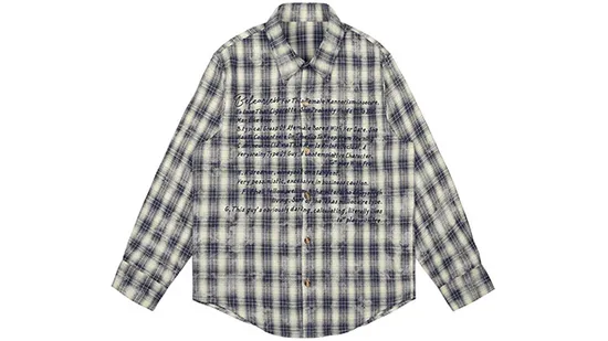 OEM Custom Long Sleeve Yarn Dyed Cotton Woven Button up Flannel Plaid Shirt for Men with Printed 