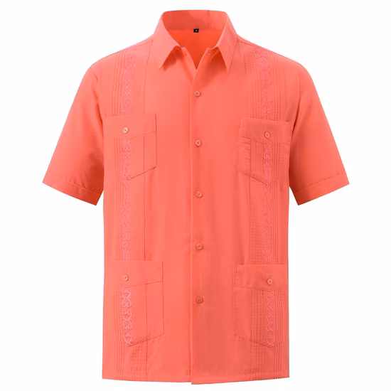 Men′s Short Sleeve 100% Ramie Cuban Guayabera Shirt