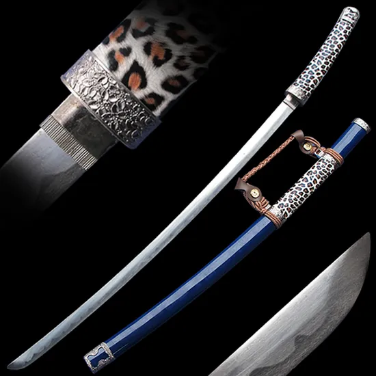 104cm Carbon Steel Katana Japanese Sword Leopard Print Ninja Samurai 